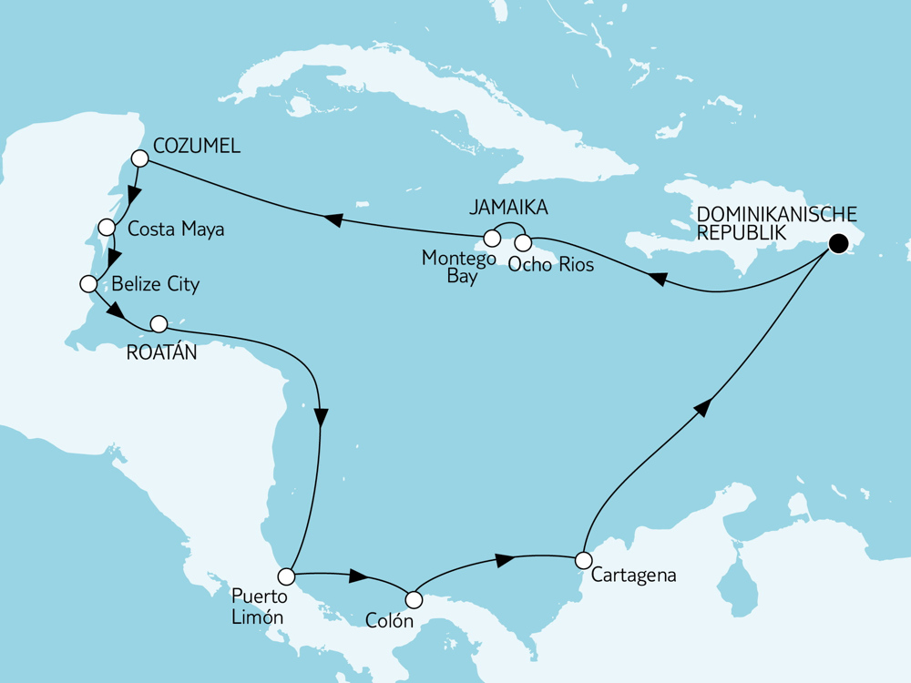 Karibik & Mittelamerika I - Routenbild